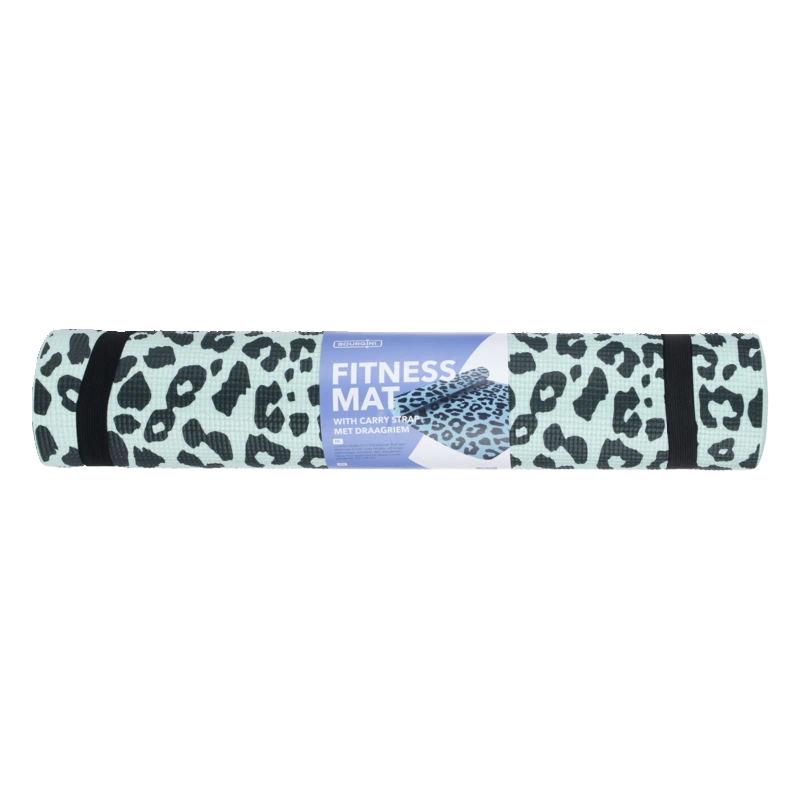 Fitness mat print mint donkerblauw