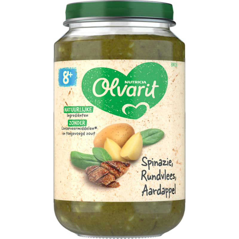 Een afbeelding van Olvarit 8+ mnd spinazie rundvlees aardappel