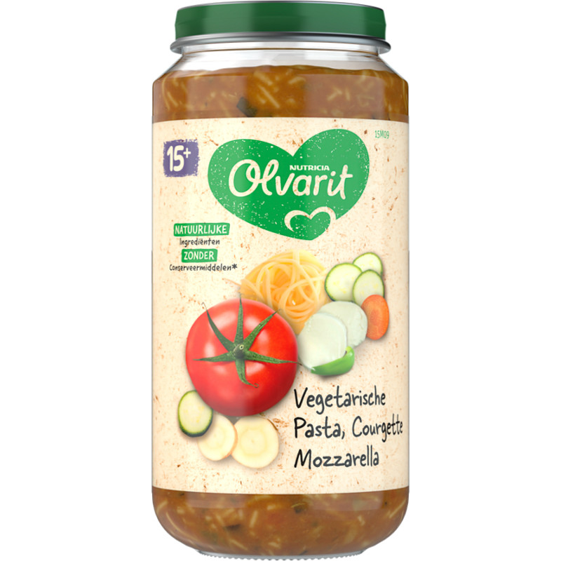 Een afbeelding van Olvarit Pasta courgette mozzarella 15+ mnd