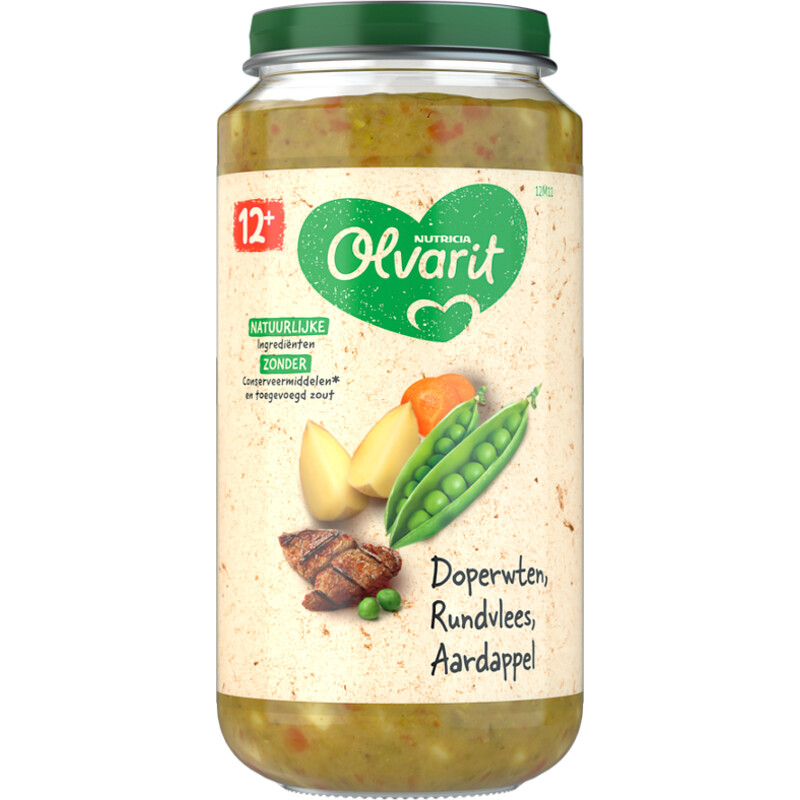 Olvarit 12+ mnd doperwten rundvlees aardappel