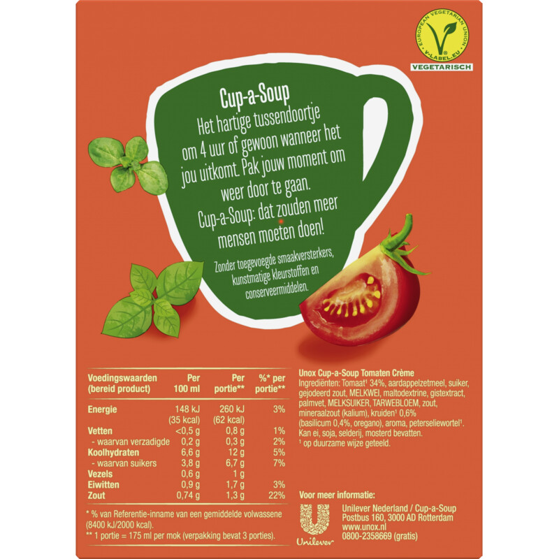 Een afbeelding van Unox Cup-a-soup tomaten créme