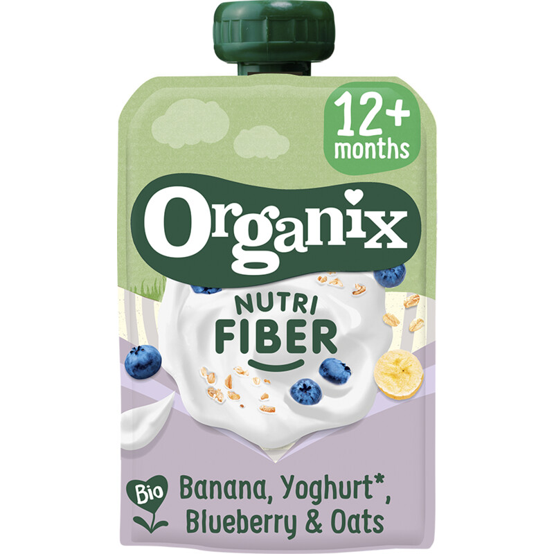 Een afbeelding van Organix Nutri fiber banana, yoghurt & oats 12m+