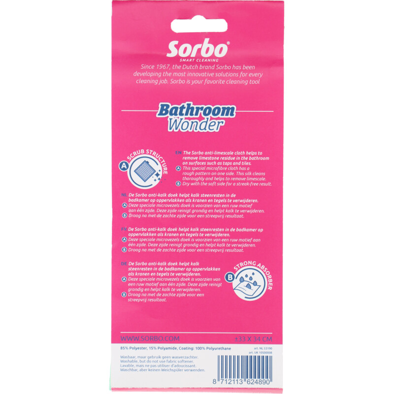 Een afbeelding van Sorbo Bathroom wonder anti-kalk doek