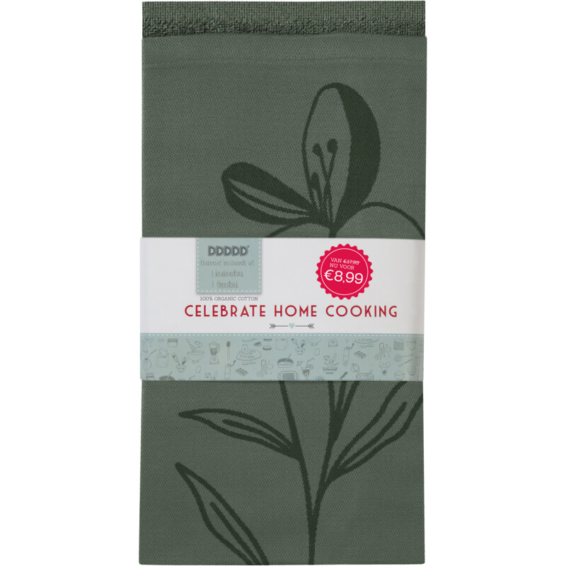 Een afbeelding van DDDDD Keukentextiel set herbs groen