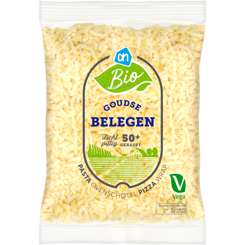 Een afbeelding van AH Biologisch Goudse belegen geraspte kaas 50+