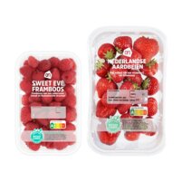 Een afbeelding van AH frambozen en aardbeien pakket