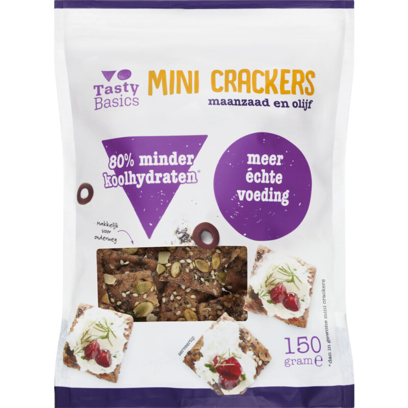Een afbeelding van Tasty Basics Mini cracker maanzaad en olijf