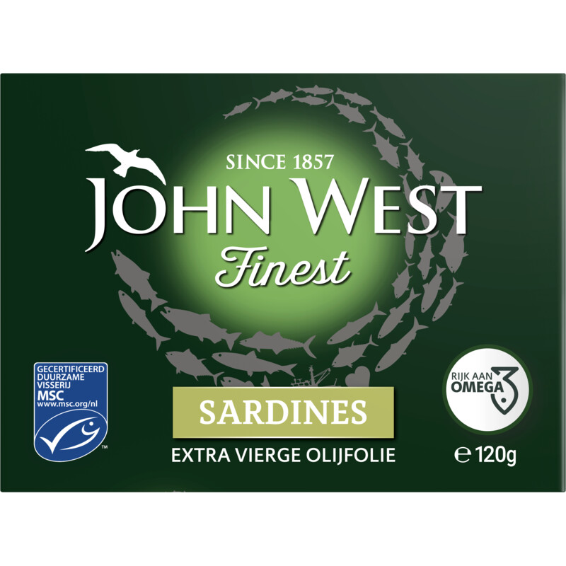 Een afbeelding van John West Sardines extra vierge olijfolie
