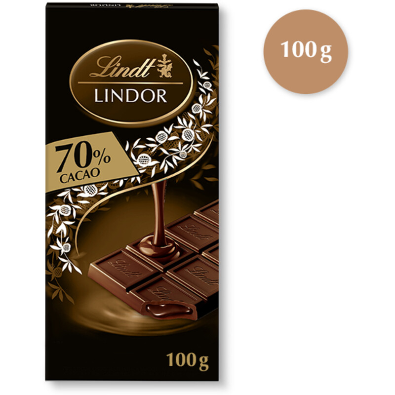 Een afbeelding van Lindt Lindor reep 70% pure chocolade