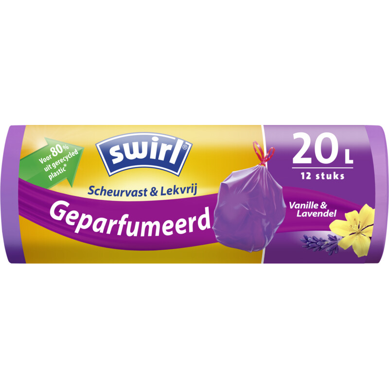 Een afbeelding van Swirl Vuilniszakken vanille lavendel 20 liter