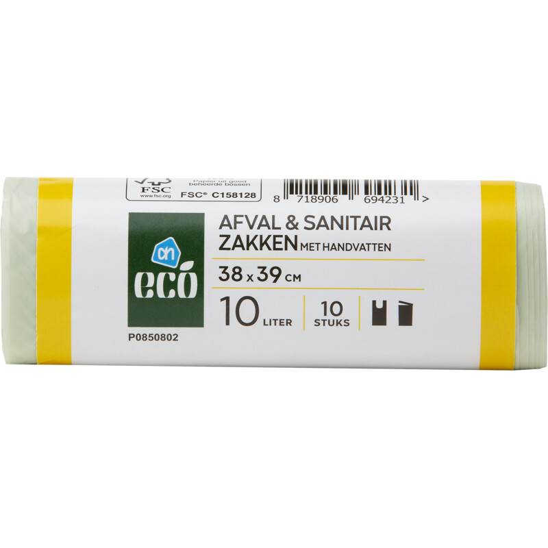 Een afbeelding van AH Eco Afval en sanitairzakken 10 liter