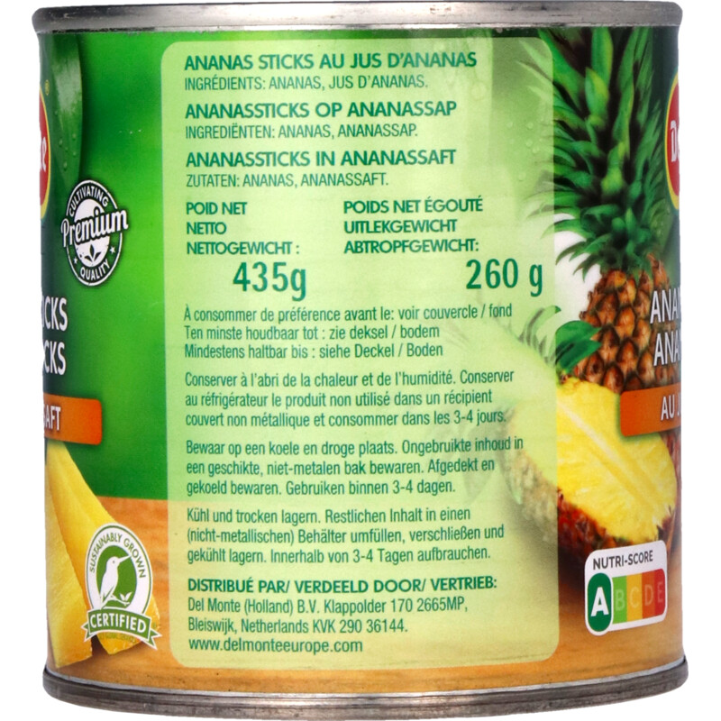 Een afbeelding van Del Monte Ananassticks op sap