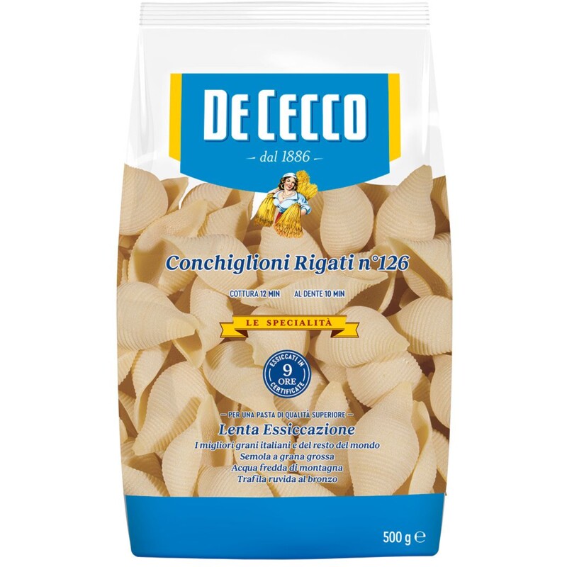 Een afbeelding van De Cecco Conchiglioni rigati nr 126