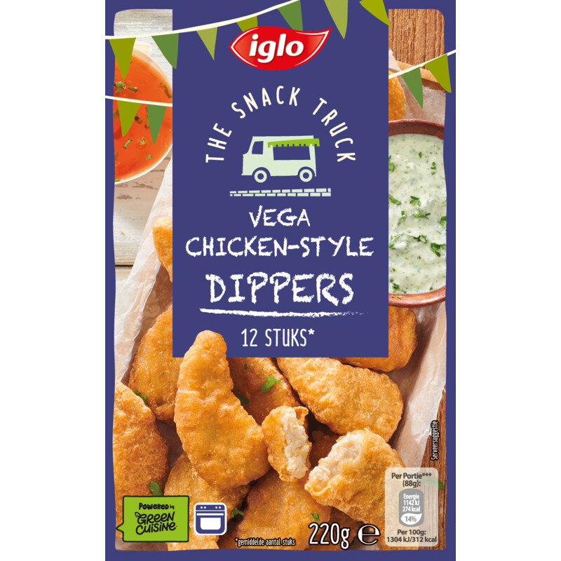 Een afbeelding van Iglo Snack truck vega chicken dippers