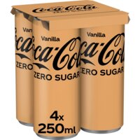 Een afbeelding van Coca-Cola Zero sugar vanilla 4-pack