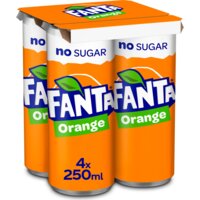 Een afbeelding van Fanta Orange no sugar 4-pack