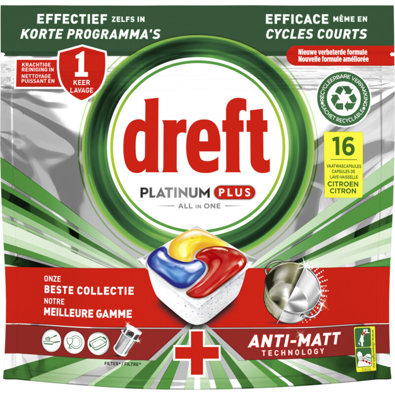 Een afbeelding van Dreft Platinum plus vaatwastabletten citroen
