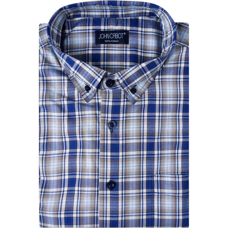 Een afbeelding van John Cabot Overhemd ruit blauw 39-40