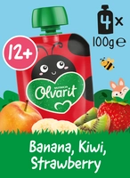 Olvarit Knijpfruit banana, kiwi 12m+ 4-pack