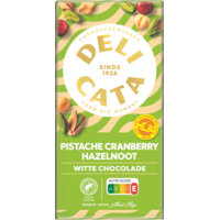 Afbeelding van Delicata Reep witte chocolade pistache cranberry
