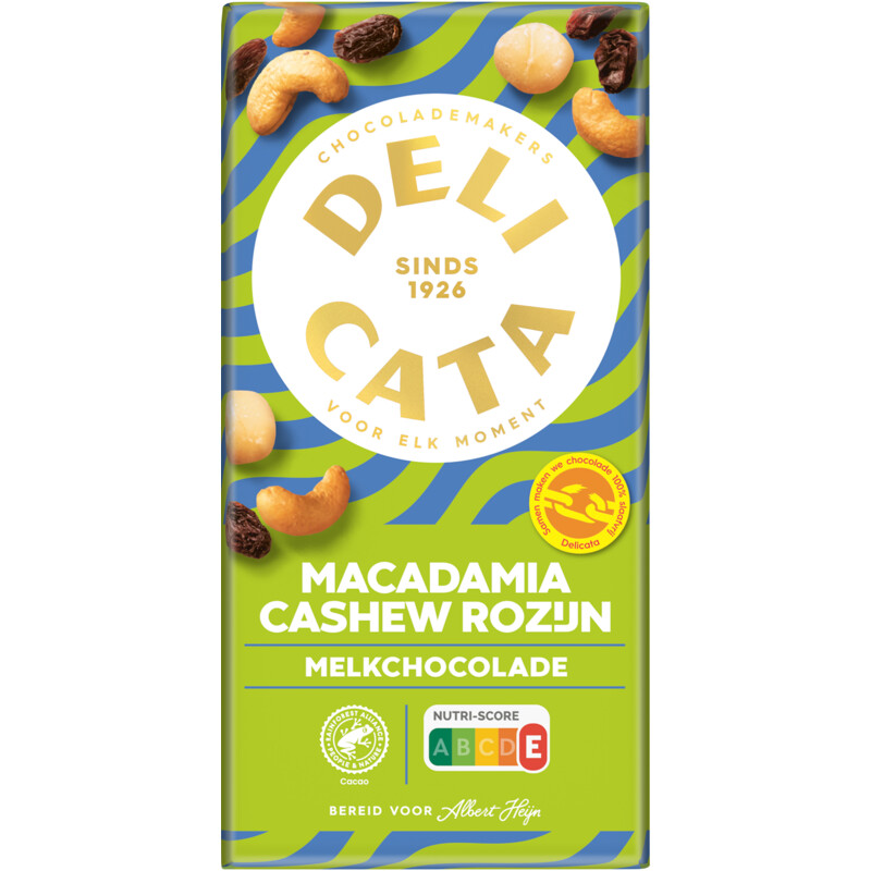 Een afbeelding van Delicata Melk macadamia cashew rozijnen