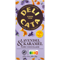 Een afbeelding van Delicata Reep pure chocolade lavendel & karamel