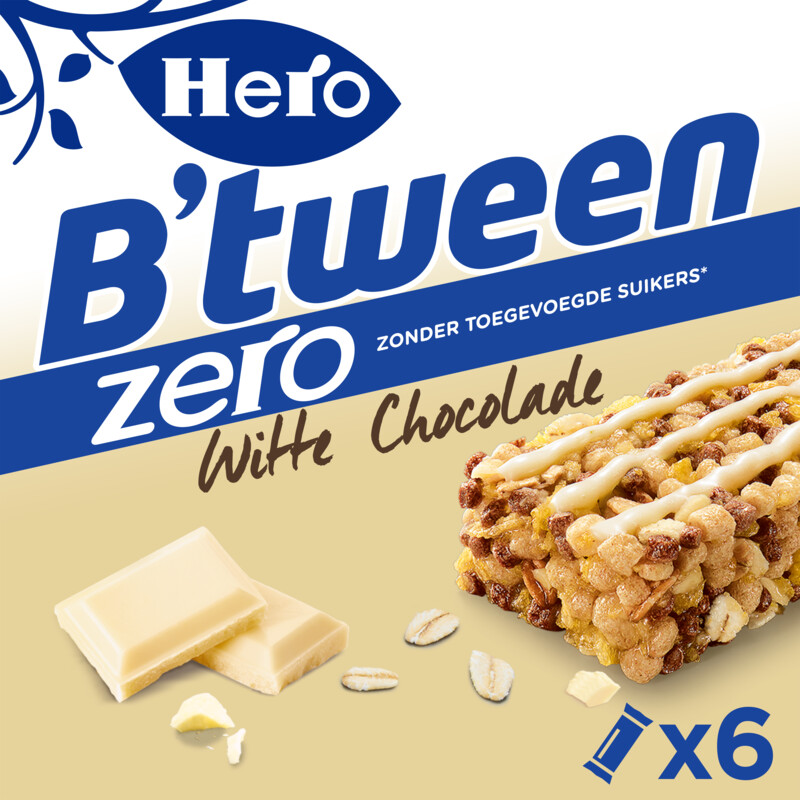 Een afbeelding van Hero B'tween mueslireep zero witte chocolade