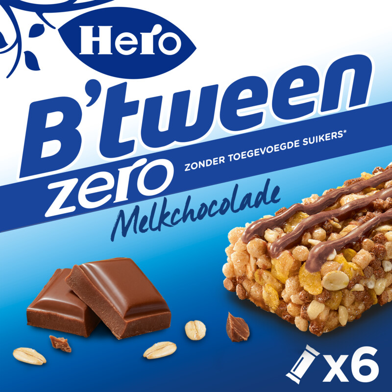 Een afbeelding van Hero B'tween zero mueslireep melkchocolade