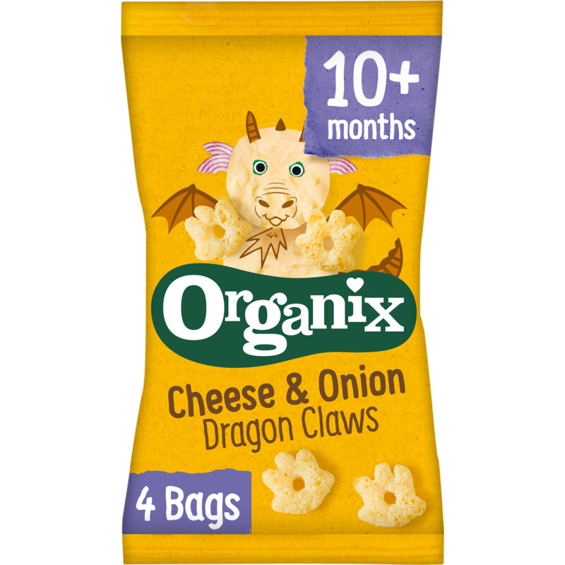 Een afbeelding van Organix Cheese & onion dragon claws bio 10+ mnd