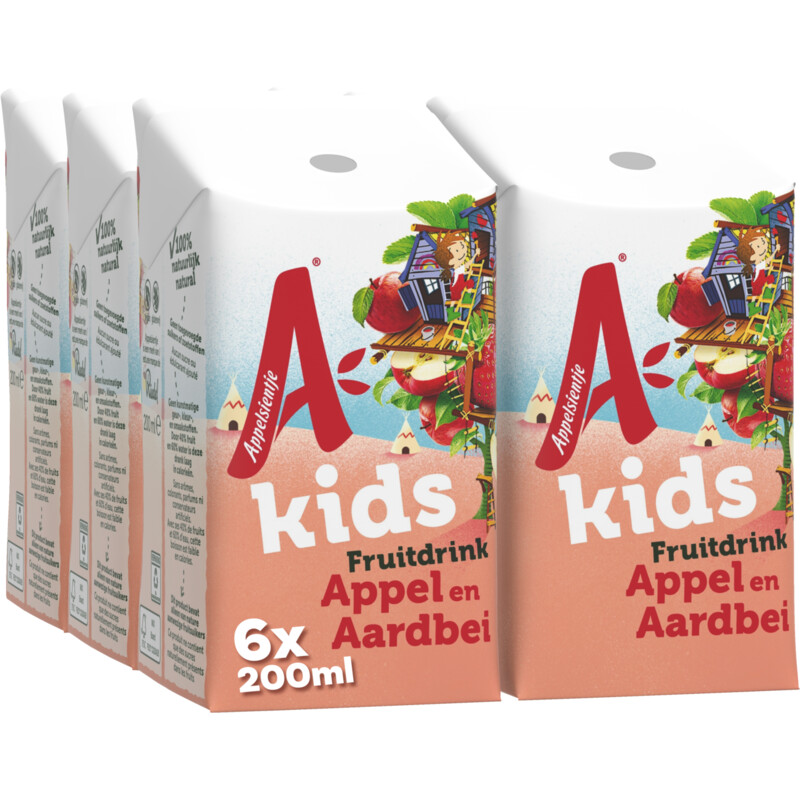 Een afbeelding van Appelsientje Kids fruitdrink appel en aardbei 6-pack