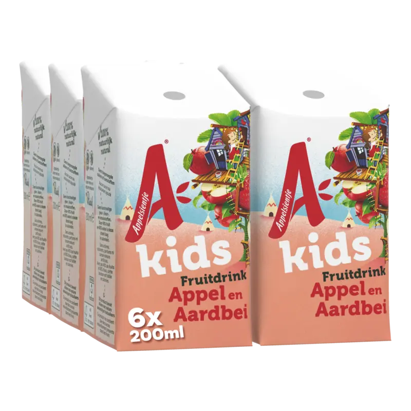 Kids fruitdrink appel en aardbei 6-pack