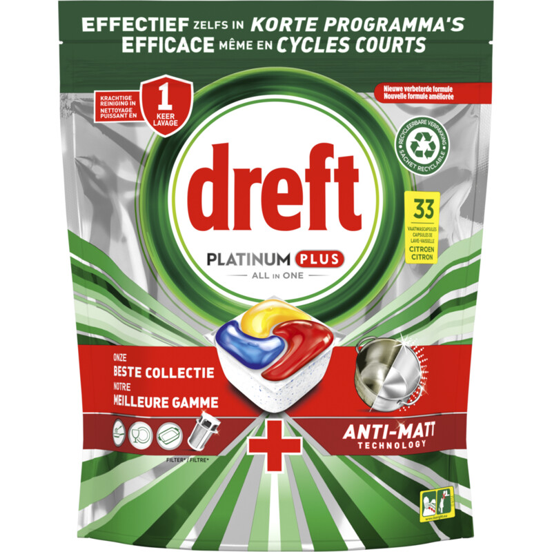 Een afbeelding van Dreft Platinum plus vaatwastabletten citroen