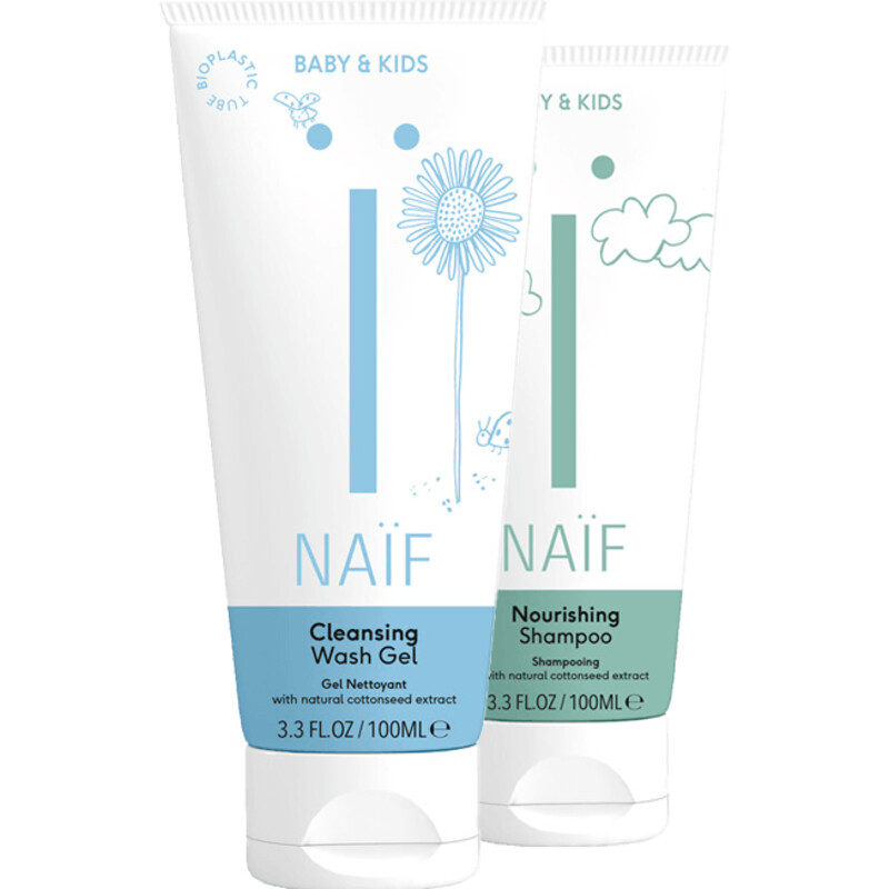 Een afbeelding van Naïf babyverzorging wasgel & shampoo pakket