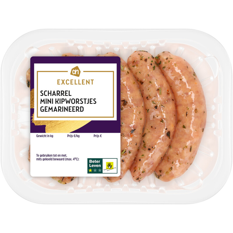 Een afbeelding van AH Excellent Scharrel mini kipworstjes gemarineerd