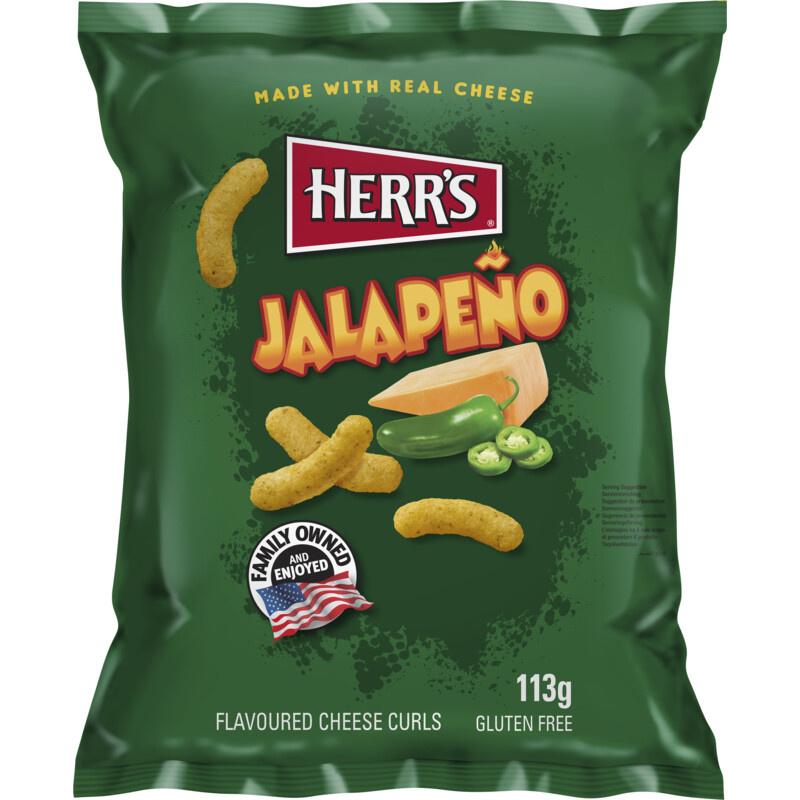 Een afbeelding van Herr's Jalapeño flavored cheese curls