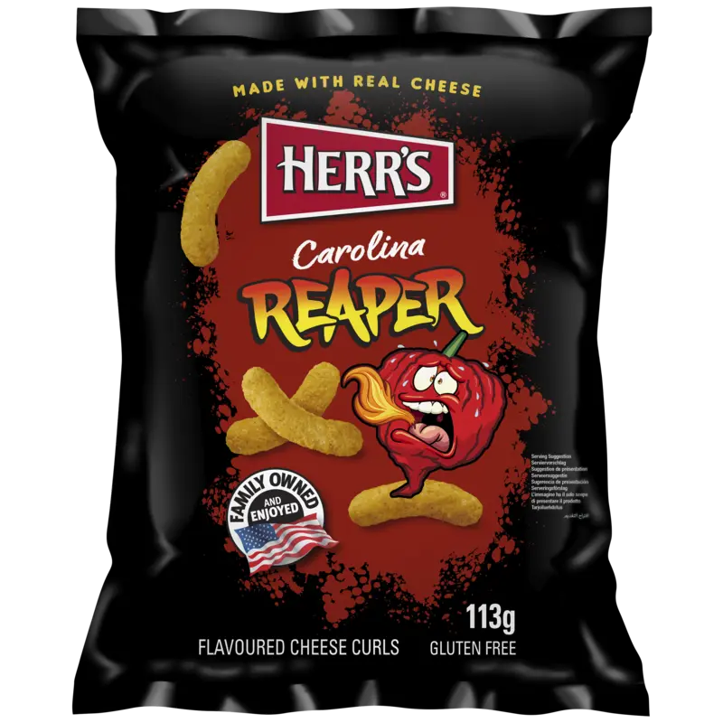 Carolina reaper flavoured cheese curls