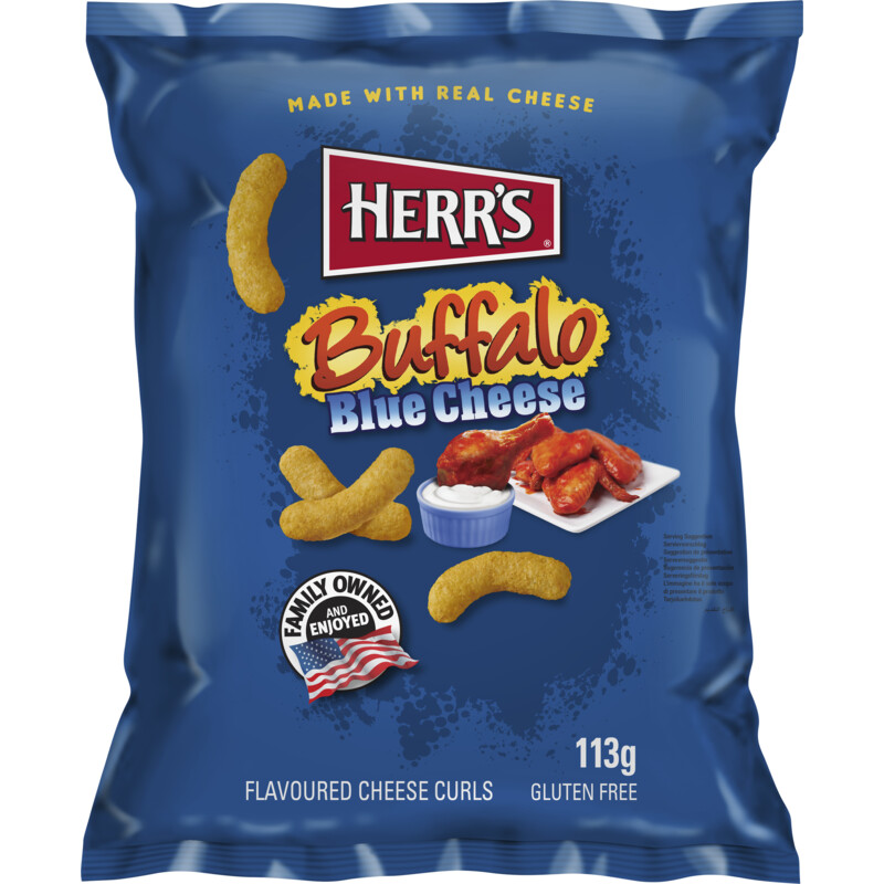 Een afbeelding van Herr's Buffalo blue cheese flavored curls