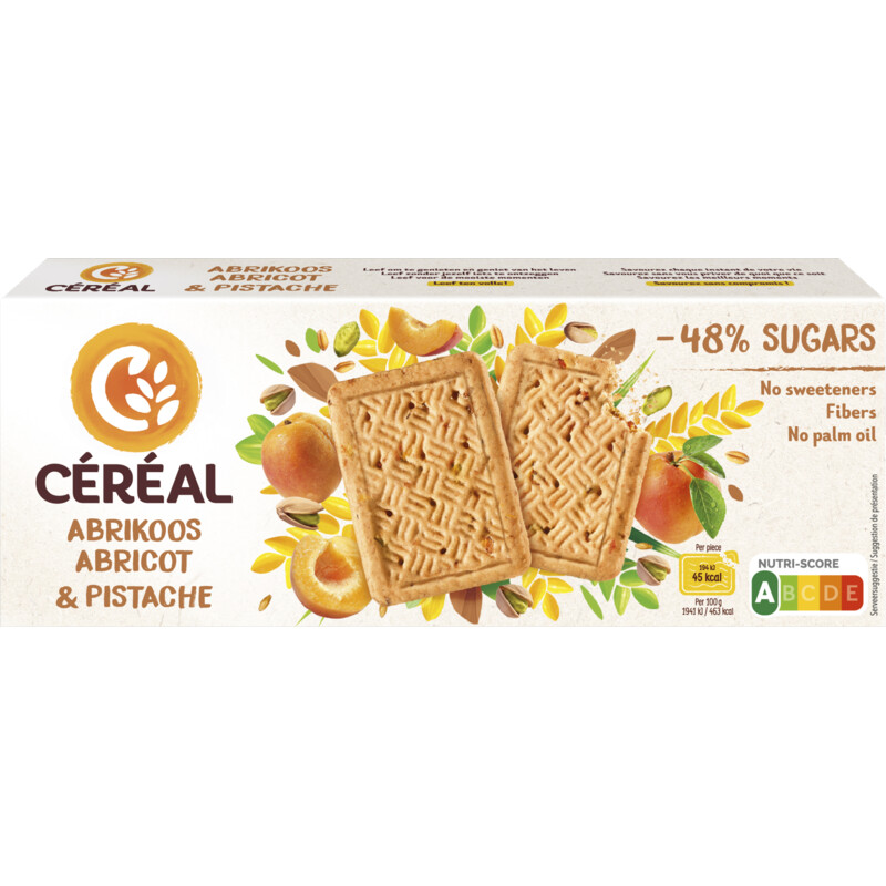 Een afbeelding van Céréal Abrikoos & pistache koek minder suikers