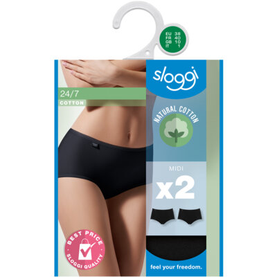 Sloggi Dames midi 2 pack zwart 40 bestellen Albert Heijn