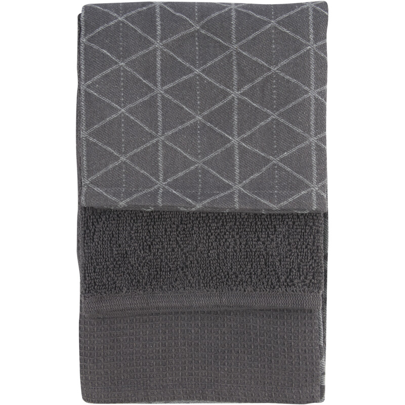 Een afbeelding van AH Keukentextielset grijs driehoek