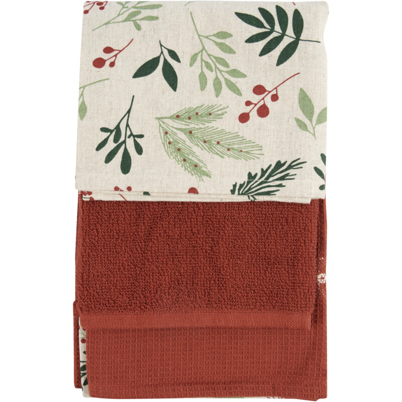 Een afbeelding van AH Keukentextielset rood blad