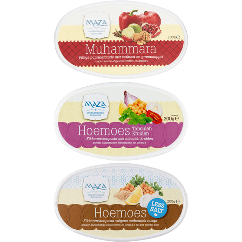 Een afbeelding van Maza hoemoes lunch en borrel pakket