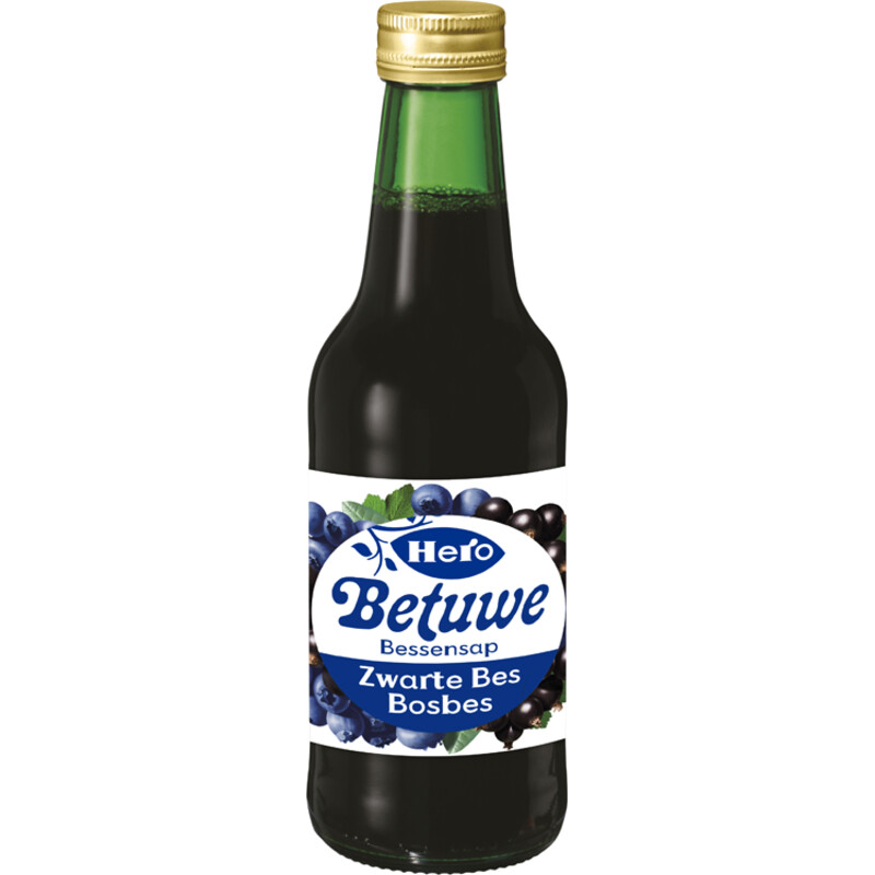 Een afbeelding van Hero Betuwe bessen sap zwarte bes en bosbes