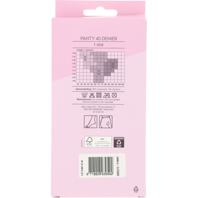 Een afbeelding van AH Panty semi transparant teint maat 42-44