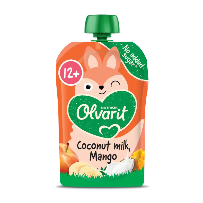 Olvarit Knijpfruit coconut milk, mango 12m+