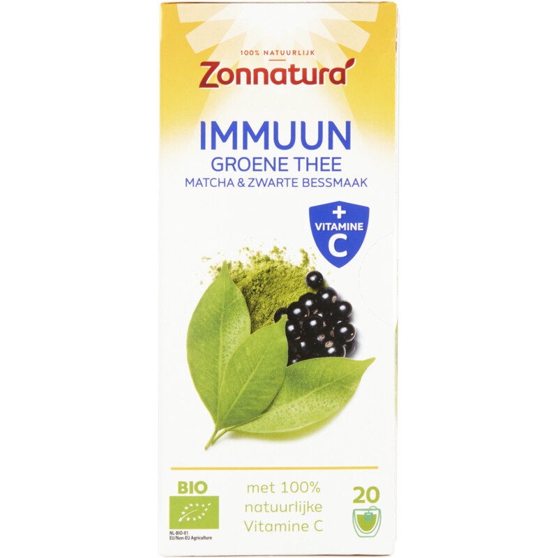 Een afbeelding van Zonnatura Immuun groene thee matcha & zwarte bes