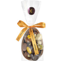 Een afbeelding van Chocolaterie Céleste Paasei gevuld met luxe bonbons