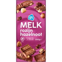 Een afbeelding van AH Tablet melk hazelnoot rozijn