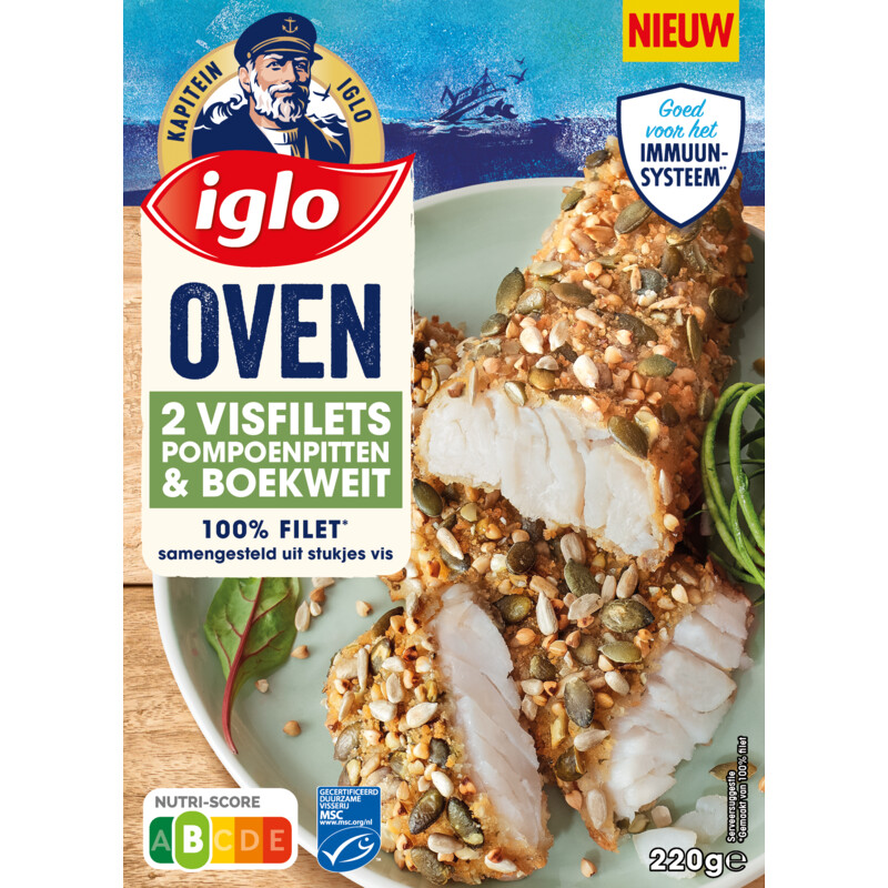 Een afbeelding van Iglo Oven visfilets pompoenpitten & boekweit