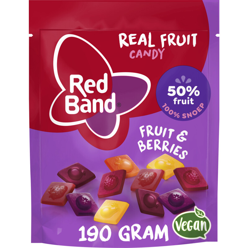 Een afbeelding van Red Band Real fruit candy fruit & berries